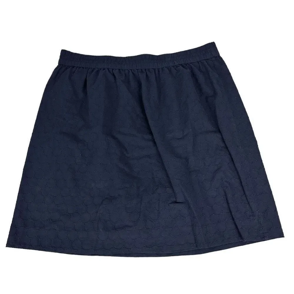 Talbots Textured Circle Cotton Navy Skirt size Large